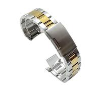 VDFNGFD Kompatibel mit 16 mm, 18, 19, 20, 21, 22, Edelstahl, Silber, Gold, Schwarz, 3 Perlen, Oyster-Armband gebogenem Ende(Middle Gold,22mm)