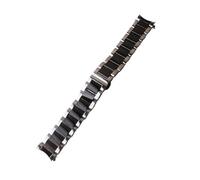 VDFNGFD Kompatibel mit 18 19 20 21 22 24 mm Edelstahl-Silberarmband schwarzem, gebogenem Armband for Damen und Herren aus Metall(21mm)