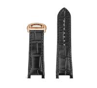 VDFNGFD Kompatibel mit Cartier Pasha Wgpa0019 Wgpa0026 W2pa0014 Rindsleder-Uhrenarmband for Herren und Damen, konkaves Ende, 17 19 21 mm Lederarmband(A Black-Rose Gold,21-14mm Notch)
