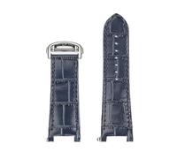 VDFNGFD Kompatibel mit Cartier Pasha Wgpa0019 Wgpa0026 W2pa0014 Rindsleder-Uhrenarmband for Herren und Damen, konkaves Ende, 17 19 21 mm Lederarmband(A Blue-Silver,19-12mm Notch)