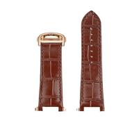 VDFNGFD Kompatibel mit Cartier Pasha Wgpa0019 Wgpa0026 W2pa0014 Rindsleder-Uhrenarmband for Herren und Damen, konkaves Ende, 17 19 21 mm Lederarmband(A Brown-Rose Gold,17-10mm Notch)