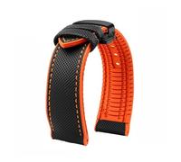 VDFNGFD Kompatibel mit Casio PROTREK-Uhrenarmband PRG-600/PRG-650 PRW-6600 GA2200/2300-Serie Nylon + Gummi-Sport-Gummiarmband 24 mm Uhrenarmband(Black orange-B)