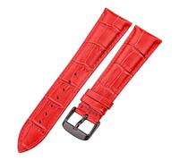 VDFNGFD Kompatibel mit Lederarmbändern in Krokodiloptik, Rindsleder, 18, 19, 20, 21, 22, 24 mm, Schwarz, Braun, Blau, Rot, Unisex-Armband(Red Black Buckle,22mm)
