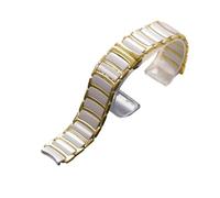 VDFNGFD Kompatibel mit Rado CENTRIX R30927722 Serie Feinstahl-Keramik-Schmetterlingsschnalle Damen-Herren-Armband 12 mm * 16 20(Gold white,20-16mm)