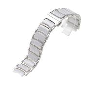 VDFNGFD Kompatibel mit Rado CENTRIX R30927722 Serie Feinstahl-Keramik-Schmetterlingsschnalle Damen-Herren-Armband 12 mm * 16 20(Silver white,20-16mm)