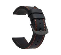 VDFNGFD Kompatibel mit SAMCO Uhrenarmbändern: Sportliches Vintage-Lederarmband Edelstahlschließe (18 mm, 20, 22, 24 mm)(Black Orange Black,18mm)