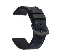 VDFNGFD Kompatibel mit SAMCO Uhrenarmbändern: Sportliches Vintage-Lederarmband Edelstahlschließe (18 mm, 20, 22, 24 mm)(Black Blue Black,24mm)