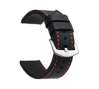 VDFNGFD Kompatibel mit SAMCO Uhrenarmbändern: Sportliches Vintage-Lederarmband Edelstahlschließe (18 mm, 20, 22, 24 mm)(Black Orange Silver,24mm)