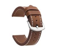 VDFNGFD Kompatibel mit SAMCO Uhrenarmbändern: Sportliches Vintage-Lederarmband Edelstahlschließe (18 mm, 20, 22, 24 mm)(Brown White Silver,20mm)