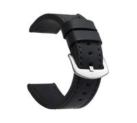 VDFNGFD Kompatibel mit SAMCO Uhrenarmbändern: Sportliches Vintage-Lederarmband Edelstahlschließe (18 mm, 20, 22, 24 mm)(Black Silver,18mm)