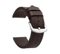 VDFNGFD Kompatibel mit SAMCO Uhrenarmbändern: Sportliches Vintage-Lederarmband Edelstahlschließe (18 mm, 20, 22, 24 mm)(Dark Brown Silver,24mm)