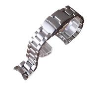 VDFNGFD Kompatibel mit Seiko Citizen Casio Edelstahlarmband gebogenem Ende for Herren, 18 mm, 20, 22, 24, klassische Schnallenuhr(Silver,20mm)