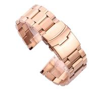 VDFNGFD Kompatibel mit Uhrenarmbändern for Damen und Herren (18, 20, 22, 24 mm), aus massivem Edelstahl, in Silber, Schwarz, Roségold gebürstetem Material(Rose Gold,24mm)