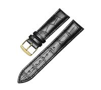 VDFNGFD Kompatibel mit Uhrenarmband aus Leder mit goldener Schnalle, modisches Ersatzarmband in Schwarz und Braun, 7 Farben erhältlich, 12/14/16/17/1/19/20/21/22/24 mm(Black,12mm)