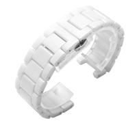 VDFNGFD Konkaves Keramikarmband, 20 x 11, 18 10, 16 9 mm, Armband, kompatibel mit Follie Omega GC Guess Dior Pasha, gekerbtes Band, Schwarz(White,16mm-10mm)