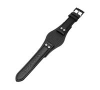 VDFNGFD Lederarmband 22 mm mit Matte, kompatibel Fossil CH2891 CH3051 CH2564 CH2565 Uhrenarmband, handgefertigtes Herren-Lederarmband(Black black buckle,20mm)