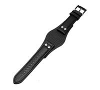 VDFNGFD Lederarmband 22mm Armband mit Matte kompatibel Fossil CH2891 CH3051 CH2564 CH2565 Uhrenarmband Handgefertigtes Herrenarmband(Black black buckle)