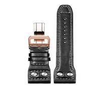 VDFNGFD Lederarmband kompatibel mit IWC Big Pilot Mark 18 Portugieser Schaffhausen Willow Nail Strap 20 mm 21 22 Uhr(Black rose gold,20mm)