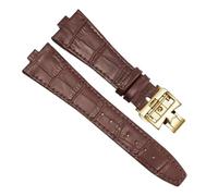 VDFNGFD Lederarmband kompatibel mit Vacheron Constantin OVERSEAS Serie 4500V 5500V P47040 Edelstahl-Schnalle Uhrenarmband 25 * 8MM(Brown-gold-B)