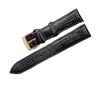 VDFNGFD Modisches Lederarmband mit Eidechsenmuster, Dornschließe, kompatibel Damen und Herren, 12 mm, 14, 16, 18, 20, 22, 24(Black Gold,20mm)