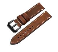 VDFNGFD Retro-Vintage-Uhrenarmband aus Crazy-Horse-Leder, kompatibel mit Panerai 18, 20, 22, 24 und 26 mm, wasserdicht elegant(Brown-Black,26mm)