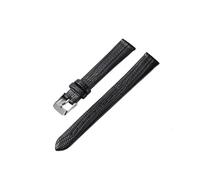 VDFNGFD Schmale Uhrenarmbänder aus Eidechsenleder, 8 mm, 10, 12, 14, 16, kompatibel mit Damen-Uhrenarmbändern(Black-silver,10mm)