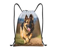 VducK Rucksack mit Kordelzug, Motiv: Deutscher Schäferhund, wasserdicht, mit Kordelzug, verstellbar, Sportbeutel, Schwarz , S