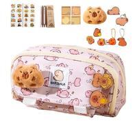 Veasbuu Cute Capybara Pencil Case, Large Capacity Pouch, 8.66x4.33x2.76 inches Wide Opening Mouth Stationery Holder, Aesthetic Bag for Teachers, Teens, Boys, Girls and Kids School