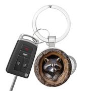Veasbuu Raccoon Key Chain, Cute Tree Hole Animal Keyring, Heavy Duty Small Plush Key Chains, Adorable Raccoons Charm for Wallets Purses Women Backpack Decoration, Home Travel Gift Use