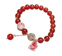 Veasbuu Red Beaded Bracelet, Year of the Snake Bracelet, Red Agate Bracelet, Chinese Bracelet,Handmade Beaded Bracelet, Good Luck Bracelet, Chinese New Year Jewelry, Beaded Bangle for Her,