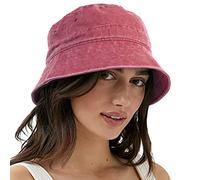 VECRY Damen Herren Denim Gewaschene Baumwolle Trendy Bucket Hat Damen Sommer Strand Sonnenhüte (M,Denim-Rosa)