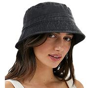 VECRY Damen Herren Denim Gewaschene Baumwolle Trendy Bucket Hat Damen Sommer Strand Sonnenhüte (M,Denim-Schwarz)