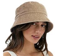 VECRY Damen Herren Denim Gewaschene Baumwolle Trendy Bucket Hat Damen Sommer Strand Sonnenhüte (M,Denim-Khaki)