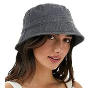 VECRY Damen Herren Denim Gewaschene Baumwolle Trendy Bucket Hat Damen Sommer Strand Sonnenhüte (M,Denim-Grau)