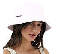VECRY Damen Herren Denim Gewaschene Baumwolle Trendy Bucket Hat Damen Sommer Strand Sonnenhüte (M,Fest-Weiß)
