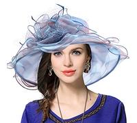 VECRY Damen Kirche Derby Kleid Fascinator Braut Mütze Britischer Tee Party Hochzeit Sonnenhüte (Pfauenblau)