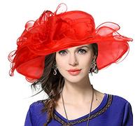 VECRY Damen Kirche Derby Kleid Fascinator Braut Mütze Britischer Tee Party Hochzeit Sonnenhüte (Rot)