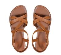 Vectry Damen Sommersandalen, Schwarz, Stretch, lässig, klassisch, rutschfest, Sommer Strandschuhe, böhmische römische Schuhe, modische Sandalen (Brown, 42)