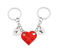 VEELU Personalisiert Baustein Herz Schlüsselanhänger, Liebesschloss mit Gravur, Autoschlüssel Anhänger, Individuelle Geschenke für Partner, Paare und Freunde, Valentinstag, Jahrestag, Geburtstag