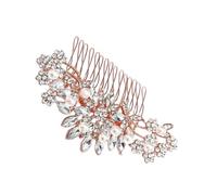 Veemoon 1 Stück Braut Haarkamm mit Perlen und Strass Haaraccessoire Roségold für Hochzeiten und Besondere Anlässe Zierliches Kopfstück für Damen und Mädchen