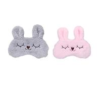 Veemoon 2 Stück Flauschige Kaninchen Schlafmaske Augenbinde aus Plüsch für Reisen Flug Zug Nickerchen Rosa