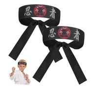 Veemoon 2 Stück Japanische Kochstirnbänder im Ninja Stil Atmungsaktiv Schweißabsorbierend aus Polyester Wiederverwendbar für Yoga und Alltag Geeignet
