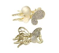 Veemoon 2 Stück Kleine Opal Schmetterlinge Haarspangen Für Frauen Und Mädchen Haarschmuck Krallenklammern Mit Perlen Und Strass Zierliche Haarnadeln Für Elegantes Styling