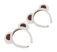 Veemoon 2 Stück-pack Plüsch Bärenohren Haarreif Weiß Elastisch Weich Kuschelig Stirnband für Mädchen Erwachsene Make Up Waschen Halloween Cosplay