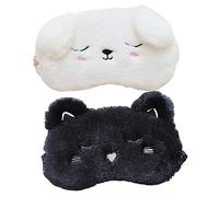 Veemoon 2 Stück Schlafmaske mit Süßen Cartoon Tieren Weiche Schlafaugenmaske für Reisen und Nickerchen Lichtblockierende Augenabdeckung für Entspanntes Schlafen und Meditation