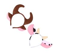 Veemoon 2 Stück Teiliges Kuh Haarreif Weiche Plüsch Horn Designs für Mädchen Haar Accessoire für Halloween Party Cosplay und Festliche Anlässe