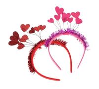 Veemoon 2 Stück Valentinstag Haarreif Herz Haarschmuck Party Zubehör Rote und Herz Haarbänder für Geburtstagsfeiern und Valentinstag Feierlichkeiten