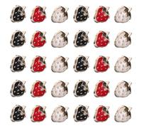 Veemoon 30 Stück Cartoon Erdbeerknöpfe aus Kunstharz für Kinderkleidung mit Glatter Oberfläche und Scharfe Kanten für Lolita Kleider und Bastelprojekte