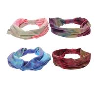 Veemoon 4 Stück Elastische Tie-dye Stirnbänder für Damen Vintage Yoga Fitness-haarbänder Schweißabsorbierend Retro Sport-stirnband für Workout Laufen und Alltag