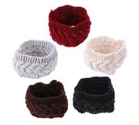 Veemoon 5stücke Gestricktes Stirnband Ohrenwärmer für Damen Warmes Winterstirnband aus Elastischer Wolle Breites Haarband für Outdoor-aktivitäten Wie Skifahren und Wandern